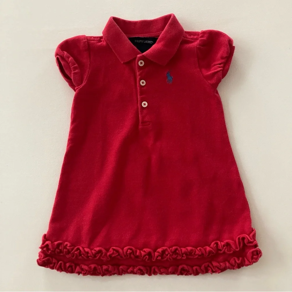 Ralph Lauren Baby Girl 12 Months Red Polo Ruffle Dress